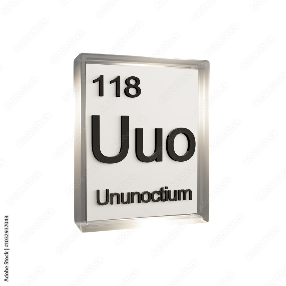 Ununoctium side - Periodic Table Element, Scientific and Educational Use, Transparent and Translucent Design, 3D Render Ununoctium side - Periodic Table Element, Scientific and Educational Use, Transparent and Translucent Design, 3D Render