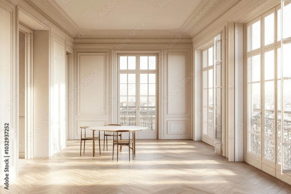 © Bouchra - A large room with a table and chairs