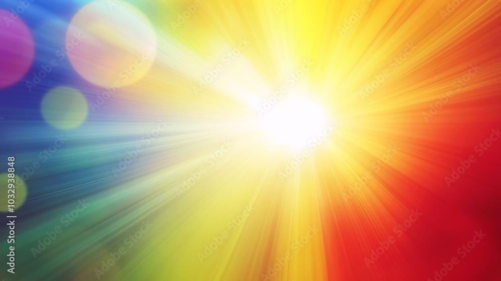 Vibrant burst of colorful light rays with lens flare effect. Vibrant burst of colorful light rays with lens flare effect.