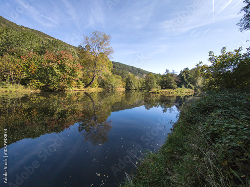 Landscape of Iskar river near Pancharevo lake, Bulgaria