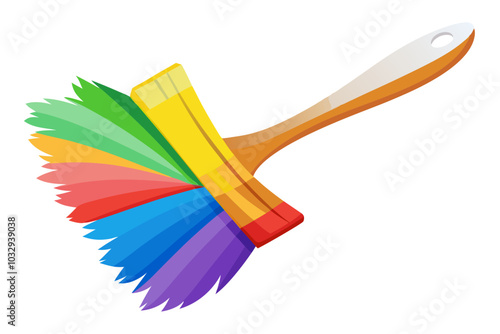 Multi-colored brush for cleaning the dust on a white background