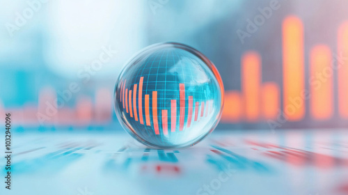 liquid sphere represents global economy with vibrant data visuals photo