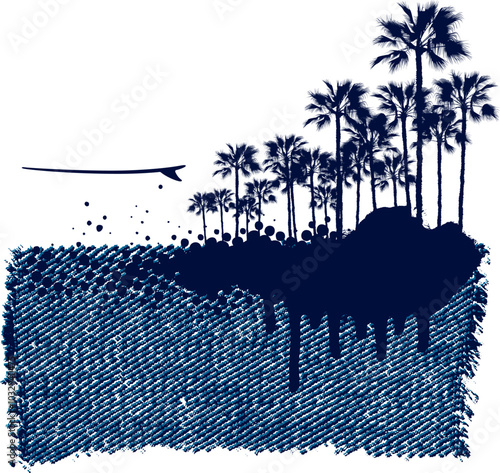 surf grunge scene with jean texture background