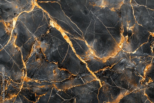 Elegant black and gold marble texture showcasing natural stone patterns and veining for design projects