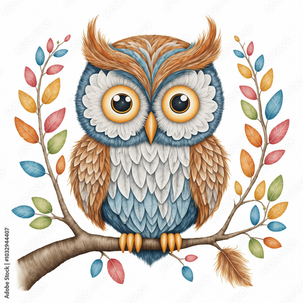 cute owl on white background, applique for kids t-shirts cute owl on white background, applique for kids t-shirts