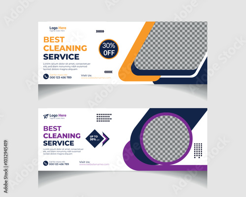 Cleaning service social media post vector banner template design photo