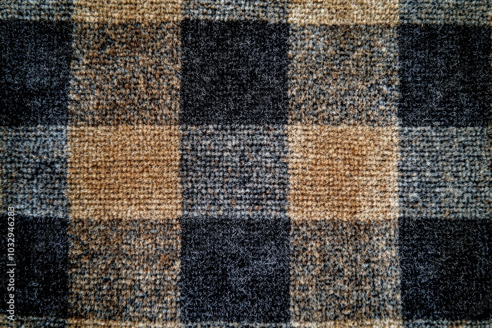 Close-up of a patterned wool fabric showcasing a classic plaid design in warm tones and subtle texture Close-up of a patterned wool fabric showcasing a classic plaid design in warm tones and subtle texture