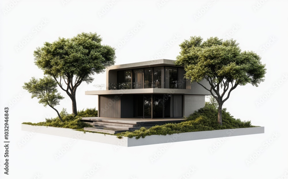 A house with a white exterior and a green roof A house with a white exterior and a green roof