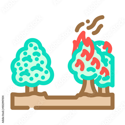 firebreak line wildfire disaster color icon vector. firebreak line wildfire disaster sign. isolated symbol illustration