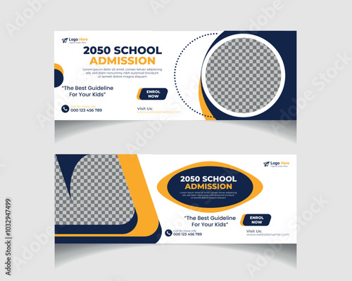  School admission Facebook cover page layout & kids web banner template design set