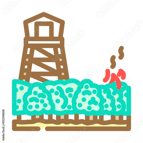 firewatch tower wildfire disaster color icon vector. firewatch tower wildfire disaster sign. isolated symbol illustration