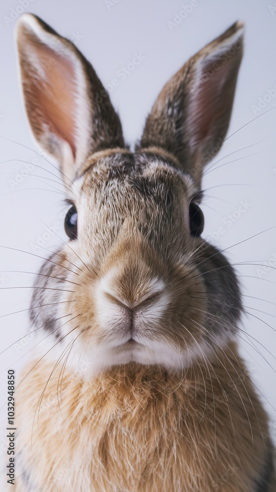 Close-Up of Brown Rabbit with White Markings on Face