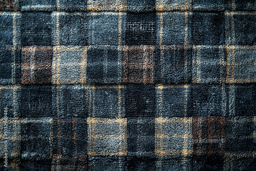 A checkered patterned carpet with a mix of brown and gray colors A checkered patterned carpet with a mix of brown and gray colors