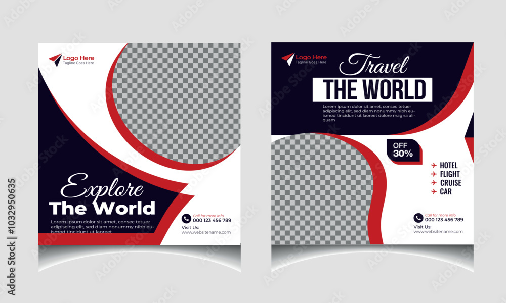 Travel agent and tourism company social media post vector Cover Template Design Travel agent and tourism company social media post vector Cover Template Design