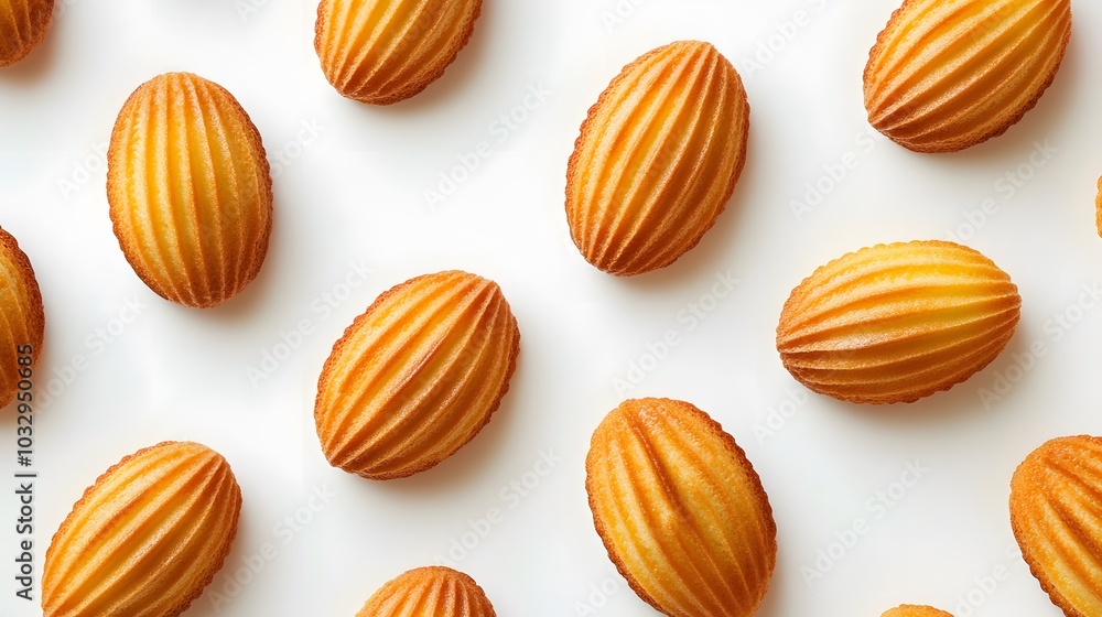 closeup of madeleines cake on white background. closeup of madeleines cake on white background.