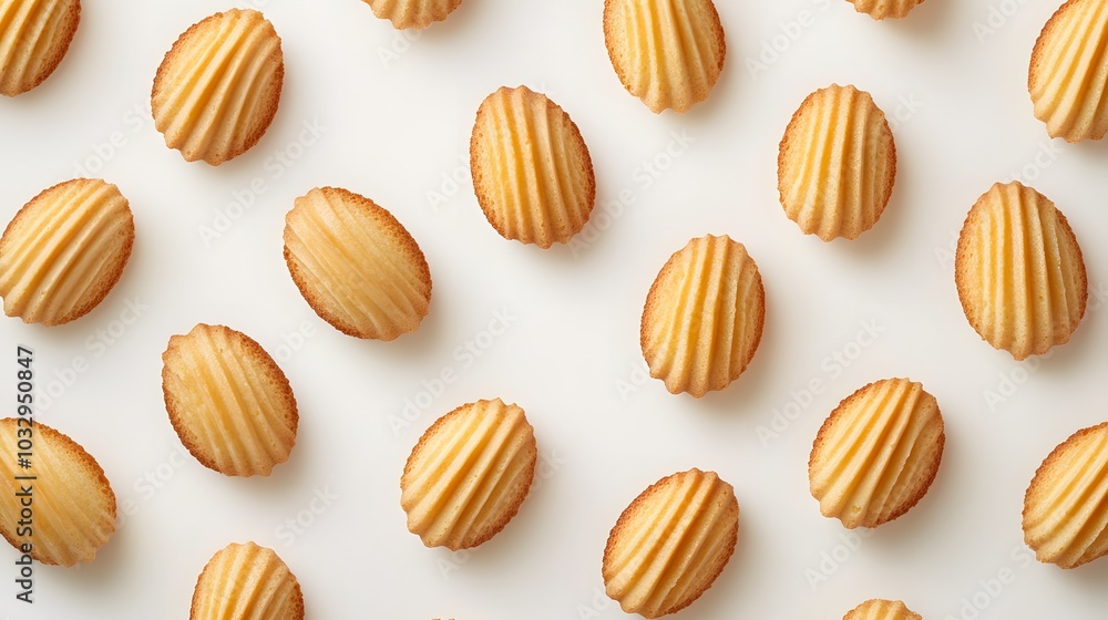 closeup of madeleines cake on white background. closeup of madeleines cake on white background.