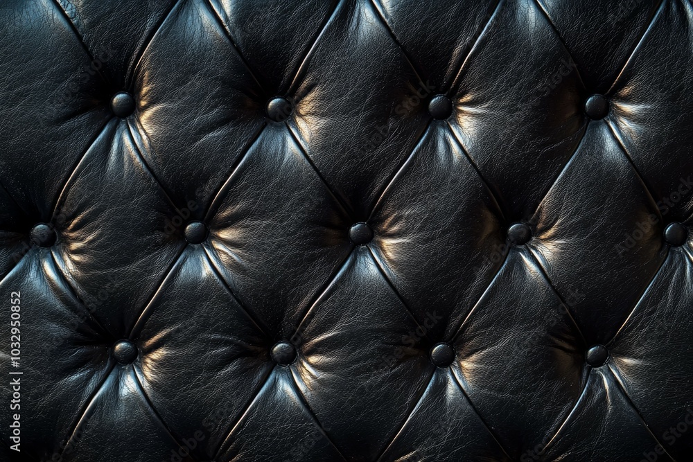 Naklejka premium A black leather couch with a black and white pattern