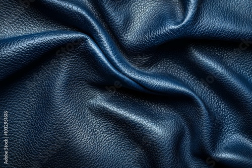 A blue leather material with a wavy texture