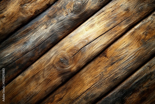 A wooden surface with a grainy texture and a brown color