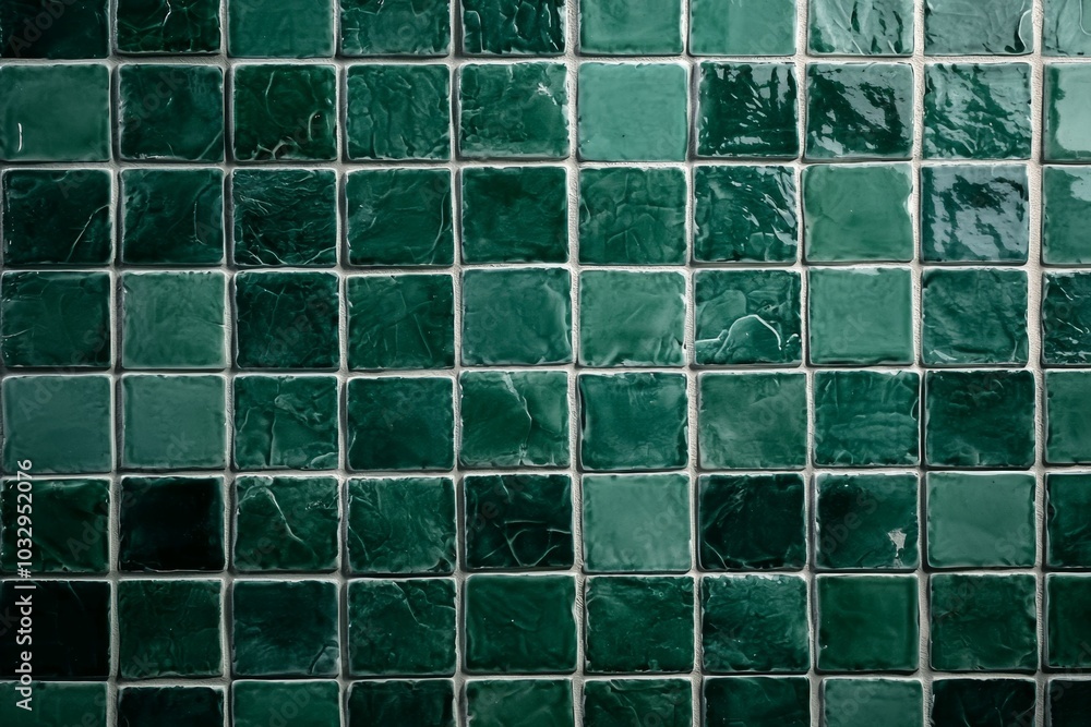 A green tile floor with a pattern of squares A green tile floor with a pattern of squares