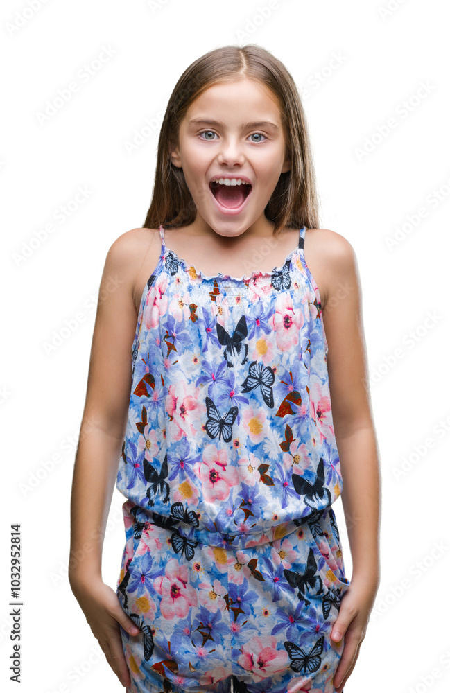 Young beautiful girl wearing colorful dress over isolated background afraid and shocked with surprise expression, fear and excited face. Young beautiful girl wearing colorful dress over isolated background afraid and shocked with surprise expression, fear and excited face.