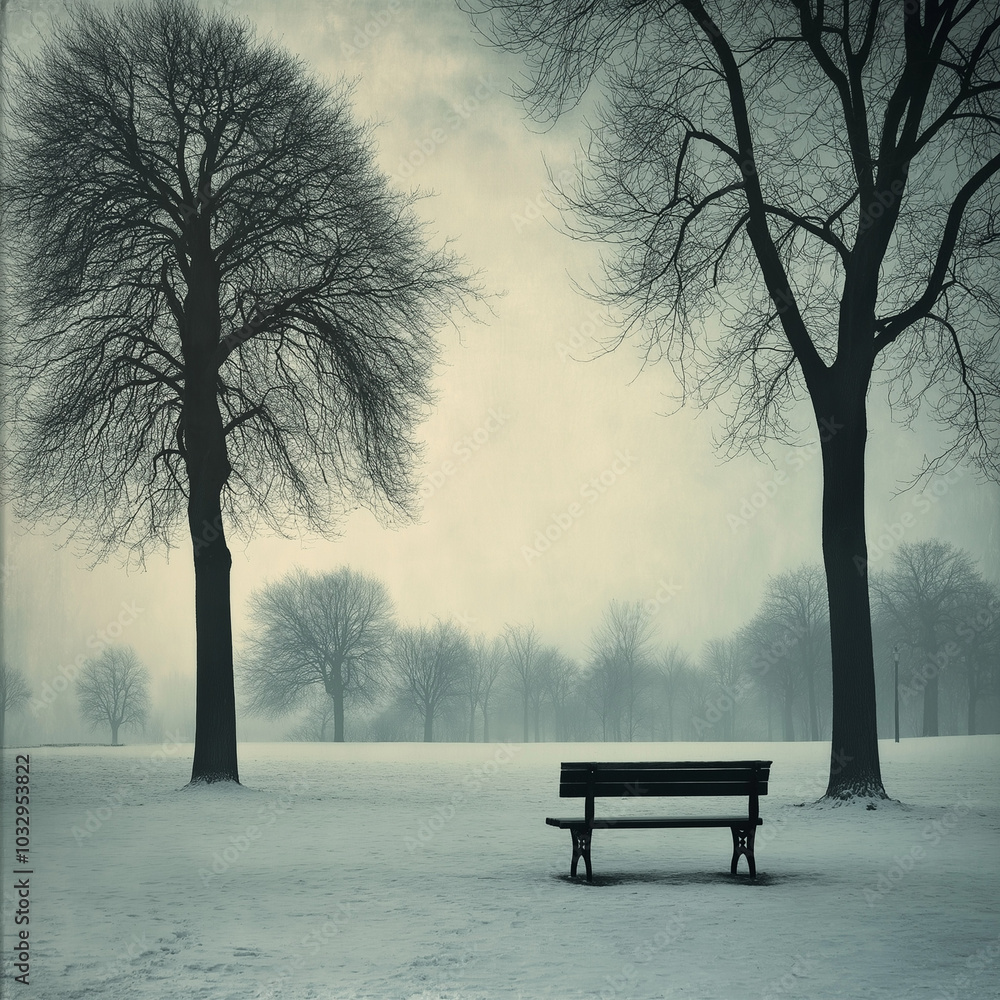 Quiet Winter Park: A Serene Snowscape with Blanketing Snow Quiet Winter Park: A Serene Snowscape with Blanketing Snow