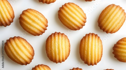 closeup of madeleines cake on white background. 