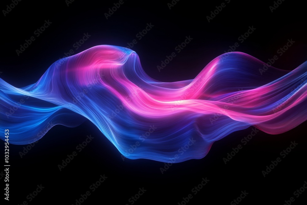A colorful wave of light that is purple, blue, and orange A colorful wave of light that is purple, blue, and orange