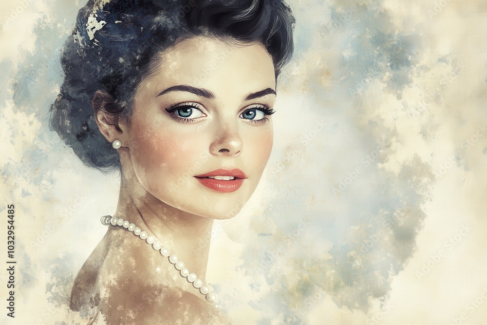 Elegant Lady with Sophisticated Hair and Pearls Elegant Lady with Sophisticated Hair and Pearls
