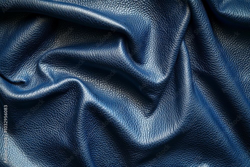 Obraz premium A blue leather material with a wavy texture