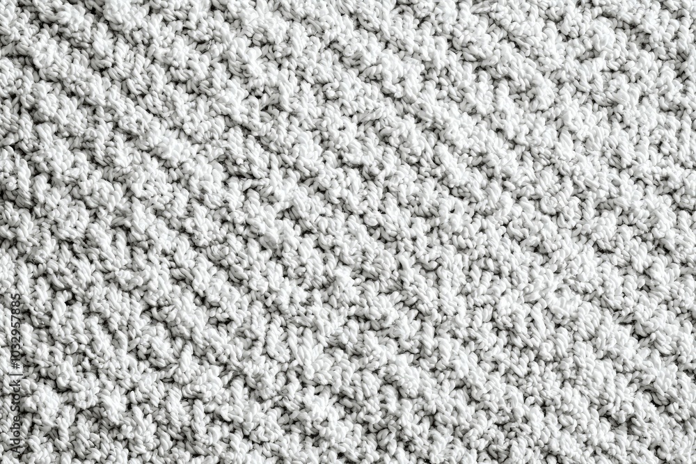 A white and gray striped carpet with a lot of white and gray yarn A white and gray striped carpet with a lot of white and gray yarn