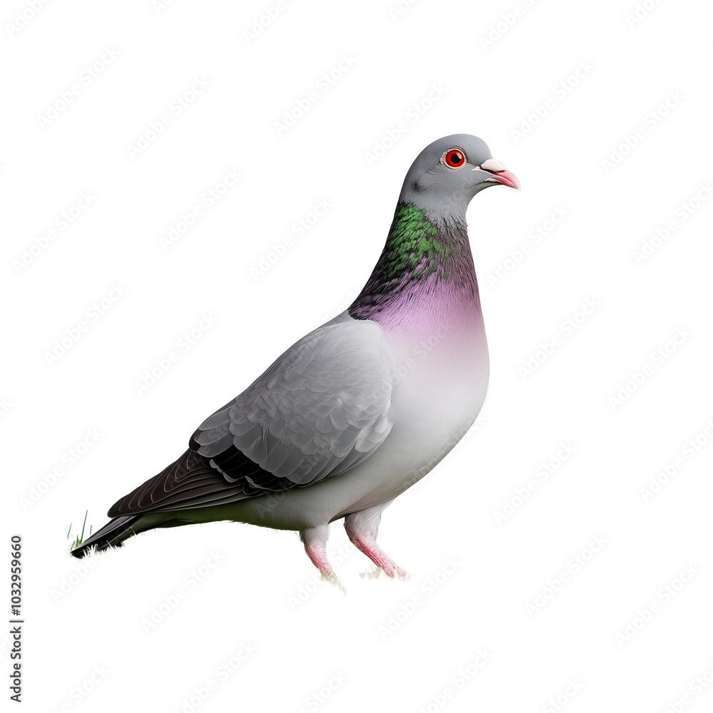Colorful pigeon standing against a transparent background Colorful pigeon standing against a transparent background