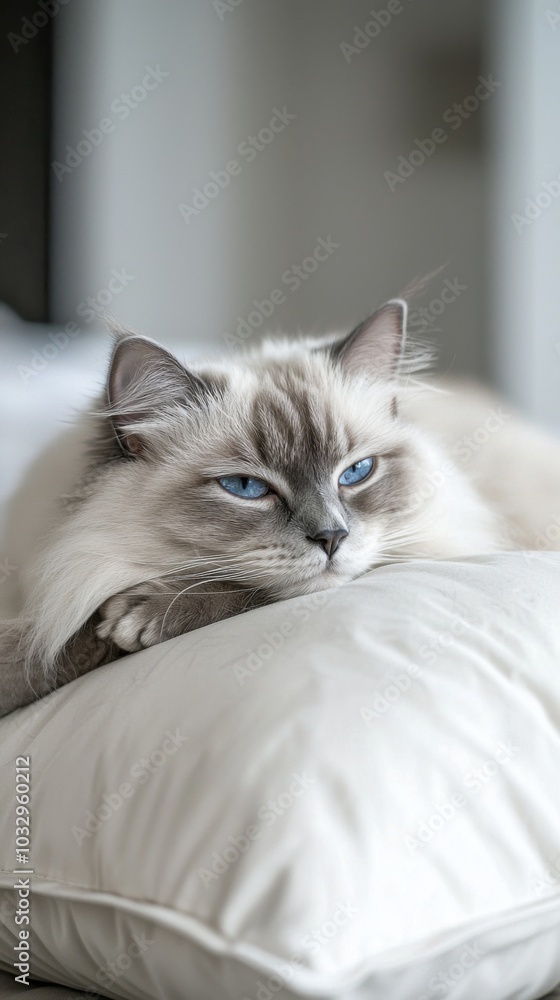 Serenity in Blue: A Ragdoll Cat's Leisurely Afternoon Serenity in Blue: A Ragdoll Cat's Leisurely Afternoon
