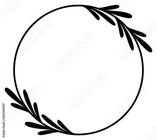 Circle Botanical Border | Elegant Leaf Frame | Rounded Decorative Element | Vector Illustration