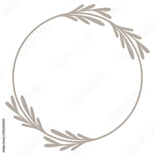 Circle Botanical Border | Elegant Leaf Frame | Rounded Decorative Element | Vector Illustration