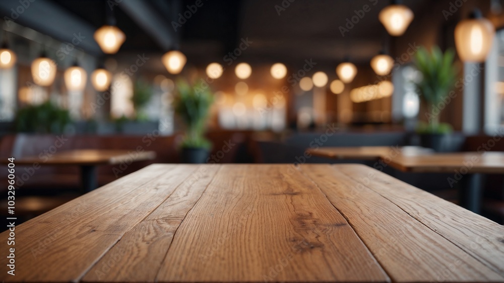 wooden table barista table product presentation in a modern restaurant or cafe indoor warm evening wooden table barista table product presentation in a modern restaurant or cafe indoor warm evening