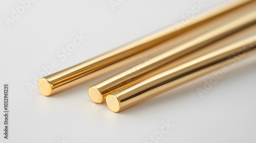 Gold Chopsticks isolated on white background. 