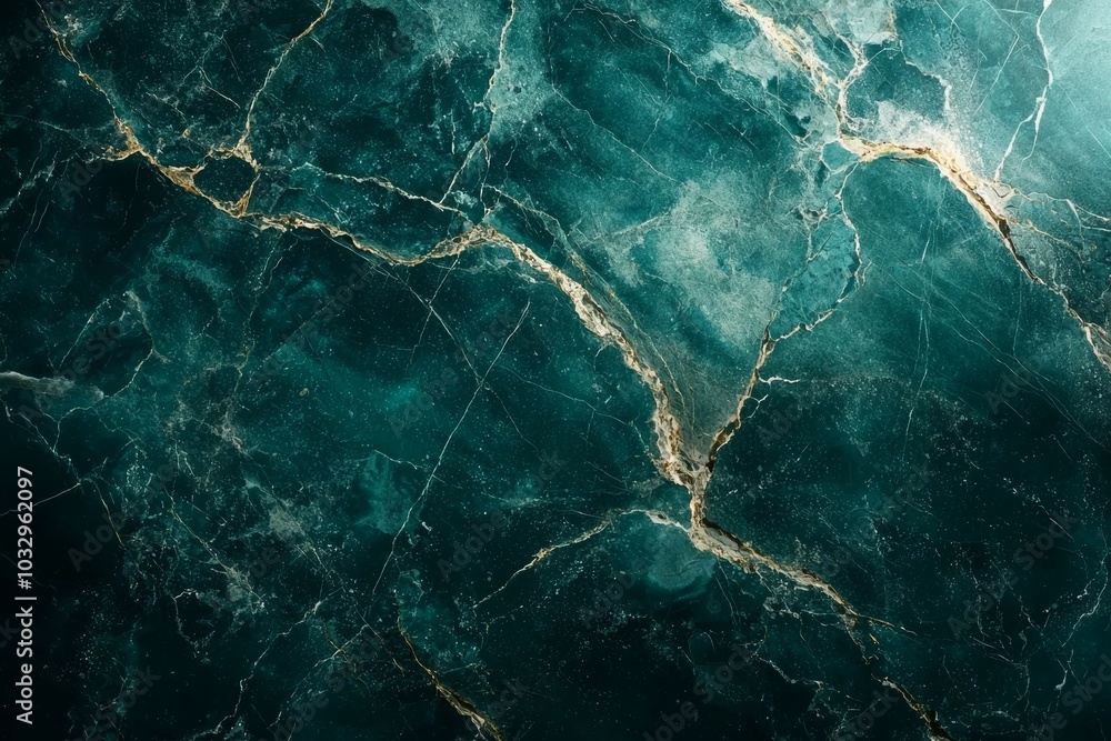 A blue and gold marble wall with a lot of cracks A blue and gold marble wall with a lot of cracks