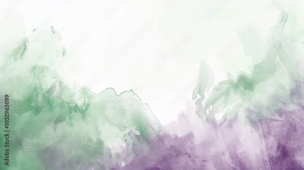 Fototapeta premium Soft Abstract Watercolor Shades in Green and Purple