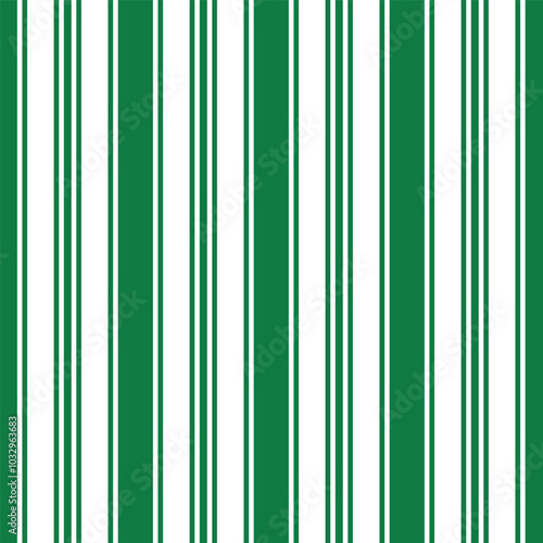 Vintage green candy cane stripes Christmas holiday Vector Pattern. Retro french horizontal ticking stripes green white seamless pattern.