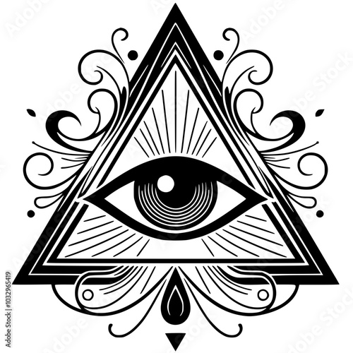 Silhouette of elegant illuminati symbol