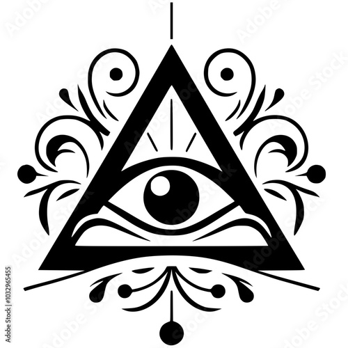 Silhouette of elegant illuminati symbol