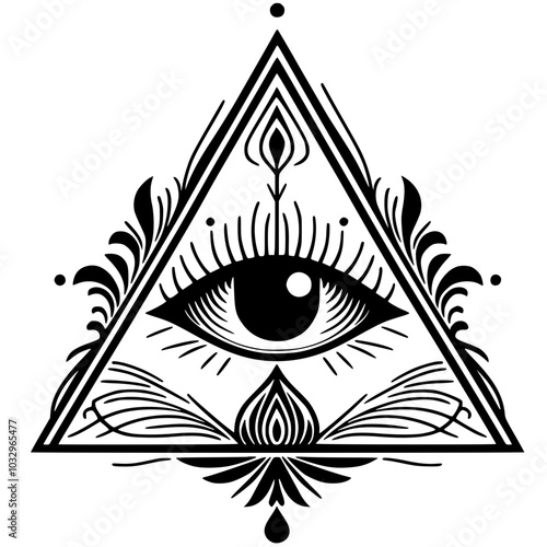 Silhouette of elegant illuminati symbol