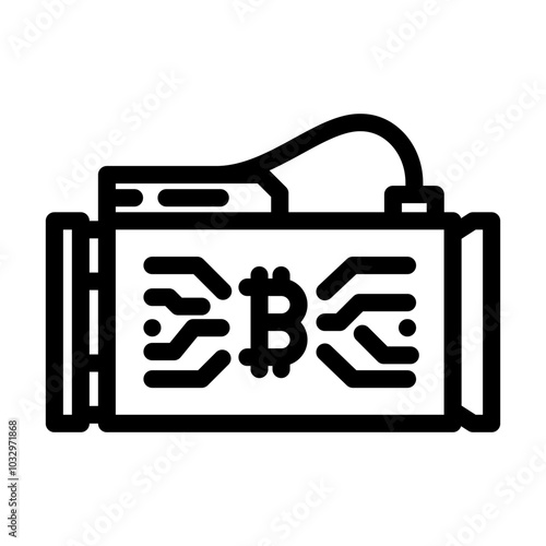 asic miner cryptocurrency mining line icon vector. asic miner cryptocurrency mining sign. isolated contour symbol black illustration