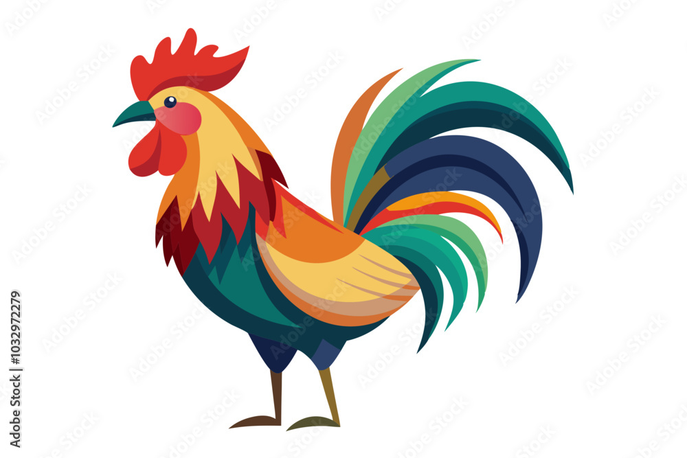 Fototapeta premium Beautiful rooster vector art and illustration
