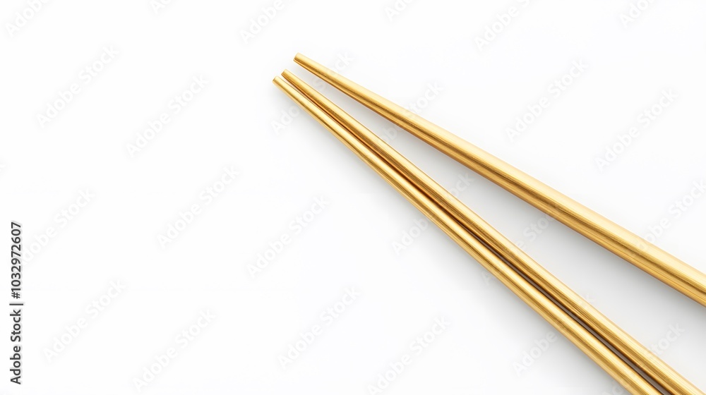 Gold Chopsticks isolated on white background. Gold Chopsticks isolated on white background.
