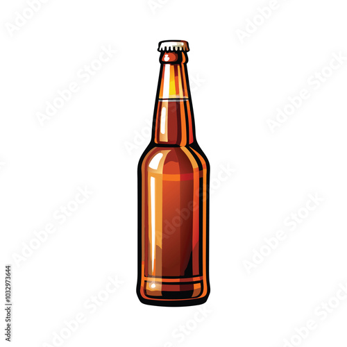 Vector illustration of a classic amber beer bottle with a sleek design.