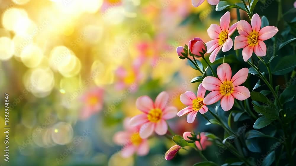 Pink flowers bloom in the sunlight of a summer garden Pink flowers bloom in the sunlight of a summer garden