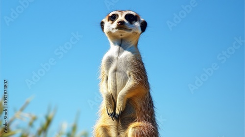 Wallpaper Mural Meerkat alert posture scanning horizon potential threats desert wildlife. AI generated Torontodigital.ca