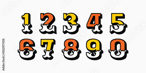 Number font. Font of numbers in classical style with contemporary geometric design. Beautiful elegant numerals. Vintage and old school retro typographic. Vector Illustration